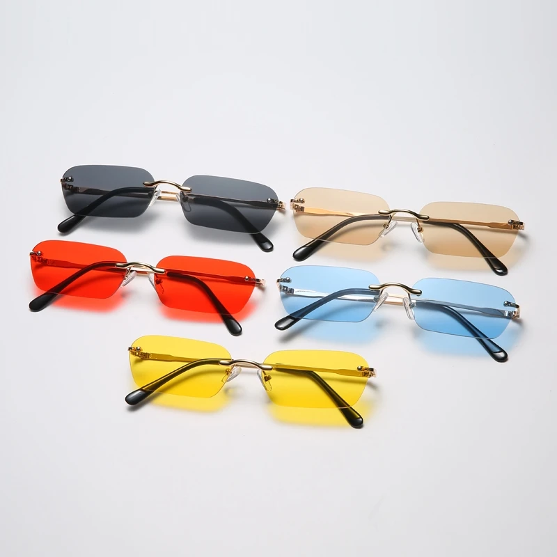 

New Square Rimless Sunglasses Men's and Women's Fashion Personality Ocean Lens Glasses Wu Yifan Same Style Street Style Hip Hop