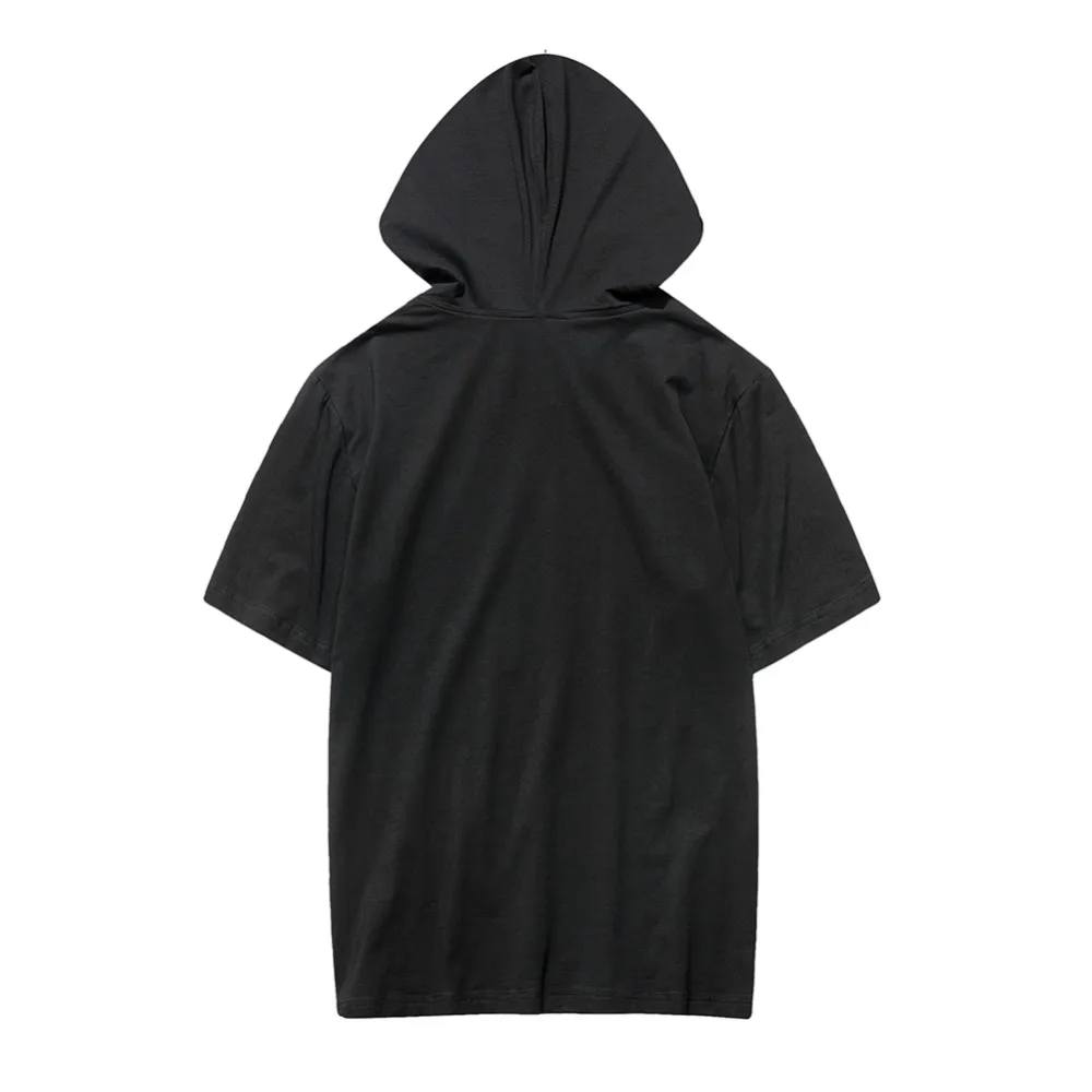 

VALVOELITE i want and i'll b New summer hooded short sleeve sweater men's cotton blank solid color T-shirt loose casual