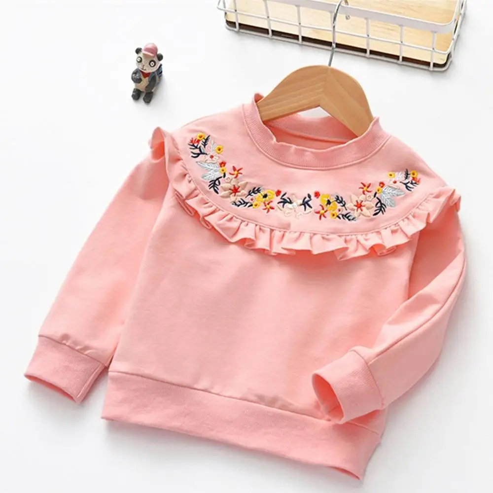 Весна Осень 2019 свитер с длинным рукавом для девочек футболка детский кружевной
