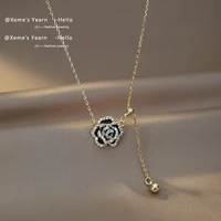 Elegant Black Camellia Necklace 5