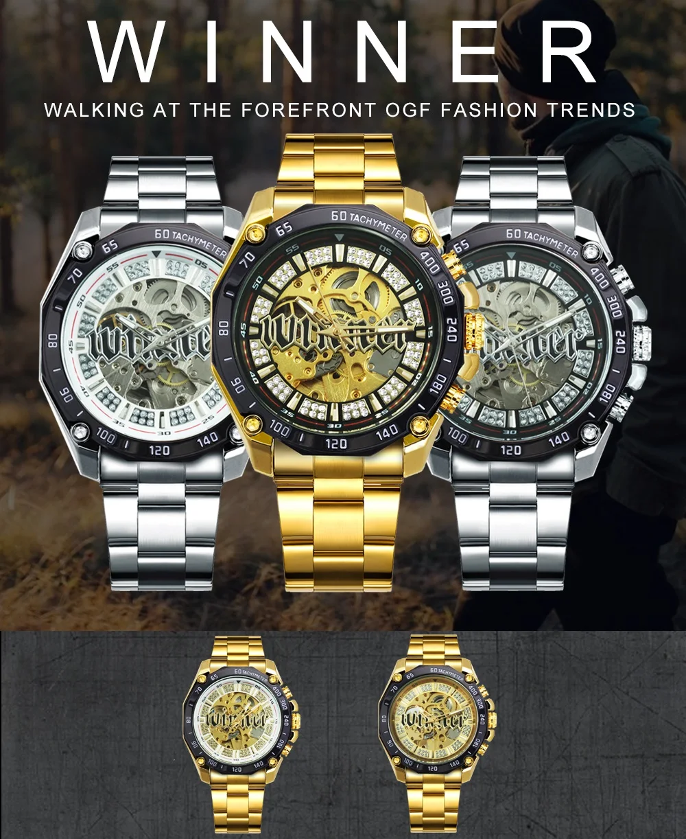 Победитель официальный хип хоп мужские часы Топ бренд класса люкс