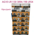 10 шт., кнопочные батарейки AG10 LR1130 389A 1,55 LR54 198 LR54
