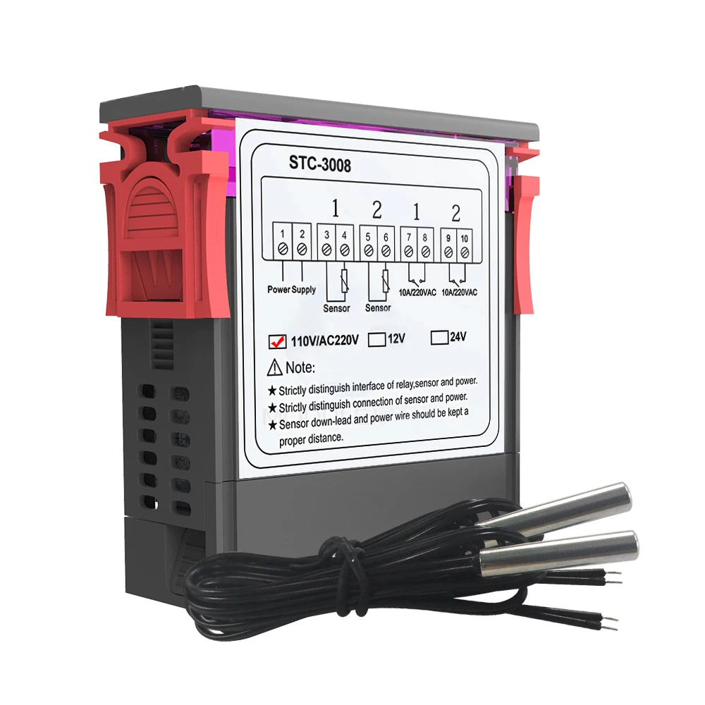 Двойной цифровой термостат регулятор температуры контроллер с двойным NTC зондом