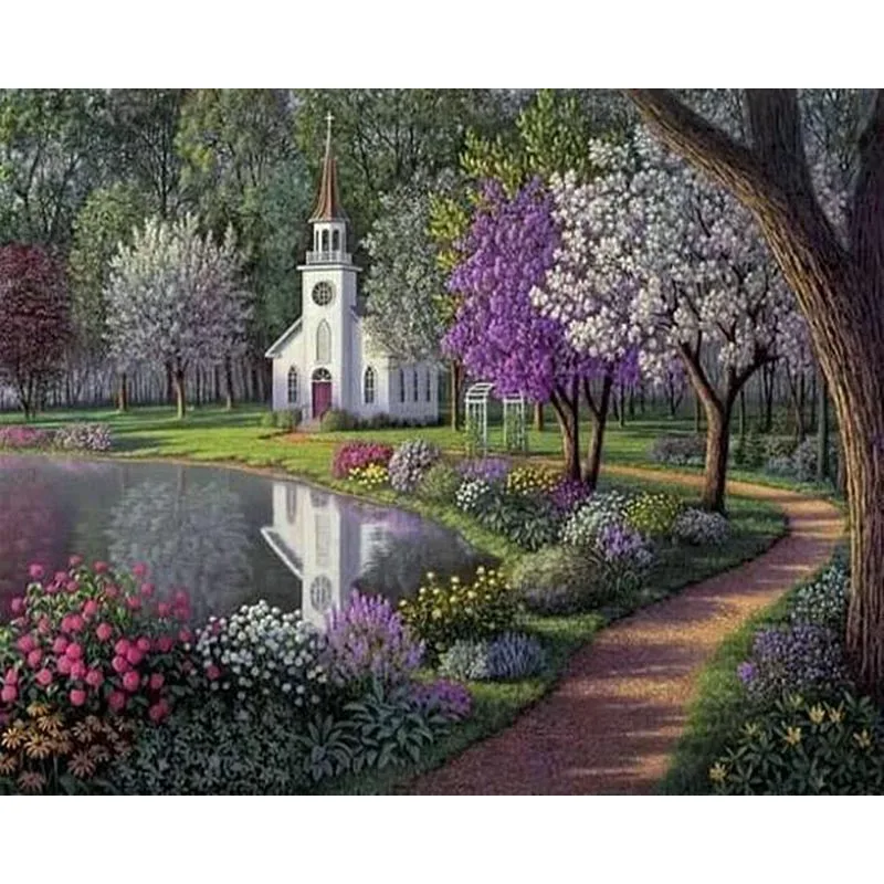 

GATYZTORY DIY Painting By Numbers Park Landscape HandPainted Oil Painting Drawing On Canvas Kill Time Home Decor Accessories