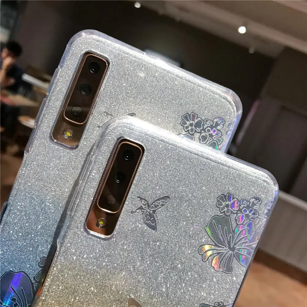 Блестящий чехол ТПУ с градиентным цветком для XiaoMi 9 SE 8 Lite A3 A2 RedMi Note 7 6 Pro 5 Plus 7A 6A