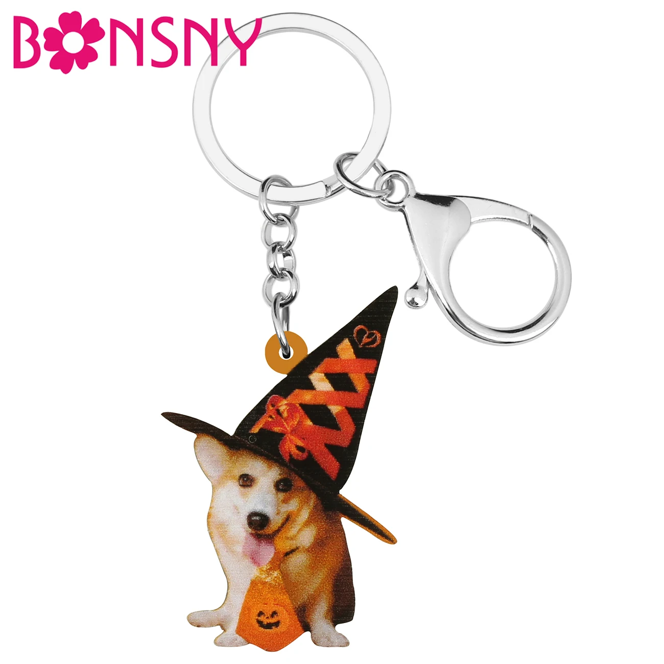 Шляпа Bonsny акриловая с принтом корги брелки собаками брелоки животными ювелирные