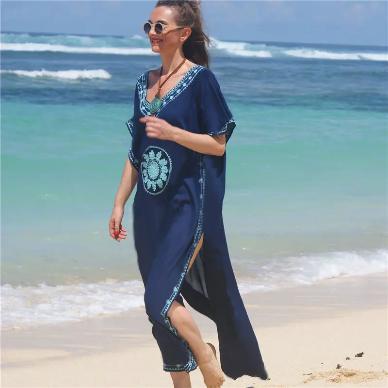 Черное Инди народное с v-образным вырезом коротким рукавом сбоку сплит лодыжки