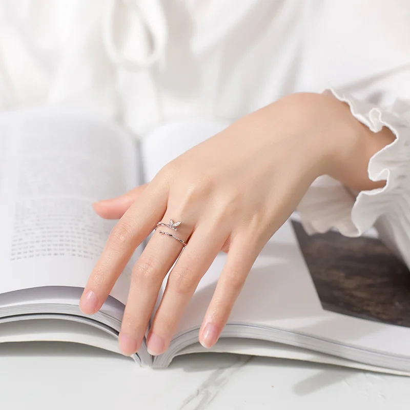 Женское Открытое кольцо из серебра 925 пробы с бабочкой | Украшения и аксессуары