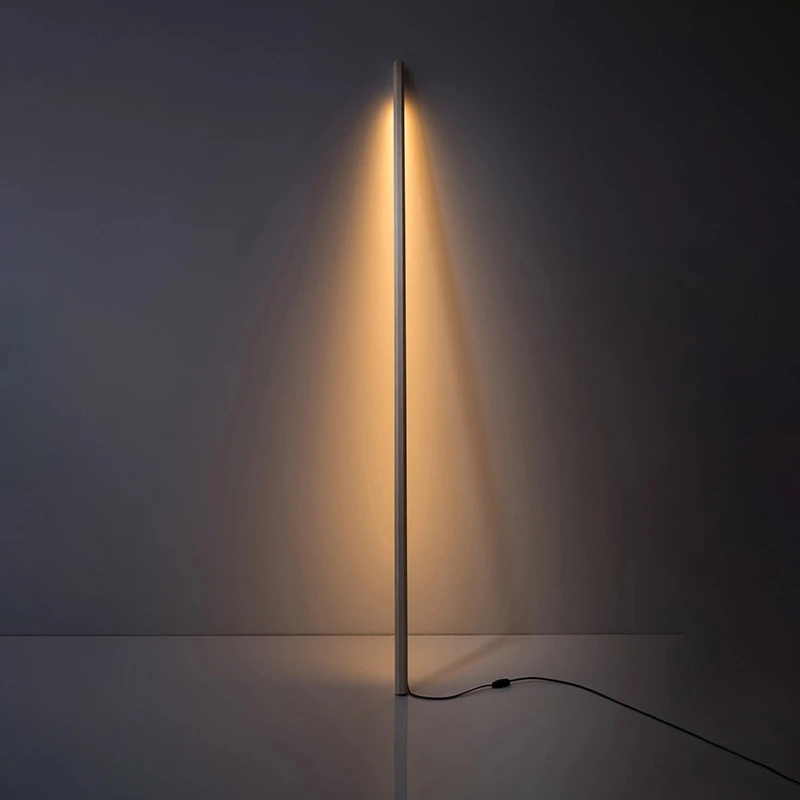İskandinav ahşap köşe LED zemin lambası Modern basit çizgi çubuk ahşap zemin lambaları ev oturma odası yatak odası ofis ayakta ışıklar