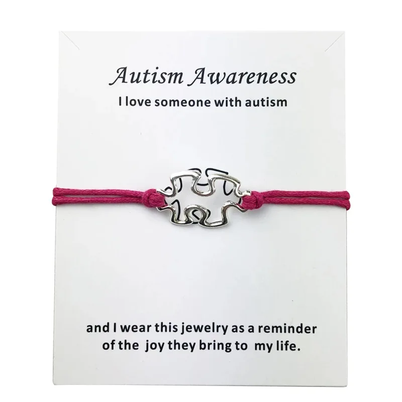 

New Hand Briaded Autism Speaks Bracelet Autism Awareness Bracelet Friendship Puzzle Charm Wishing Bracelet Inspirational Gift