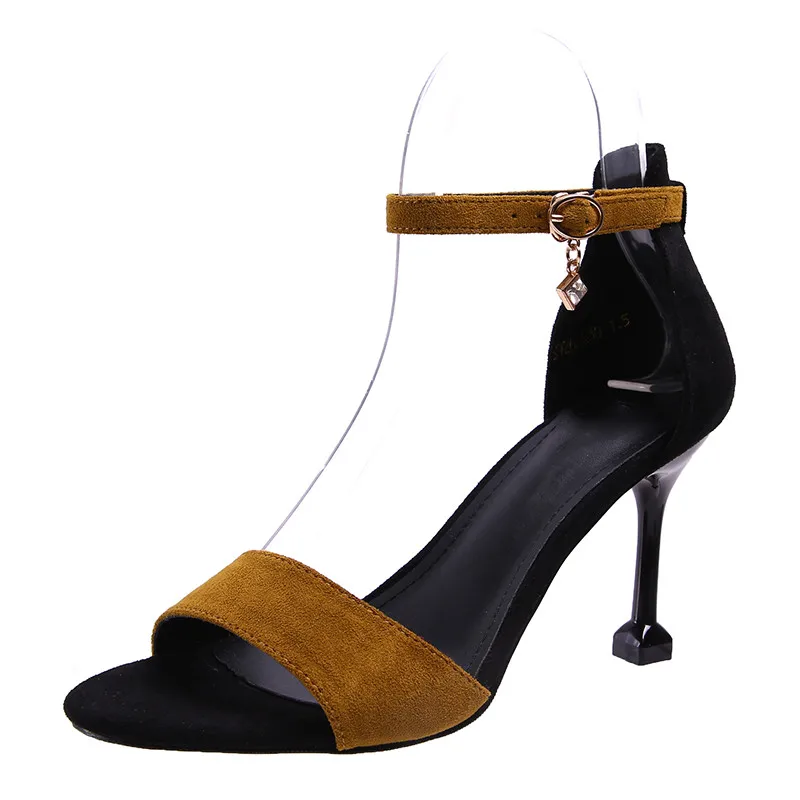 Сандалии женские на высоком каблуке с ремешком и пряжкой YMB63 | Обувь