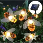 Уличная светодиодсветильник гирлянда Honeybee на солнечной батарее, садовый шнурок с пчелами длиной 16,4 фута, теплый белый свет для патио, двора, сада, травы, свадьбы, Рождества
