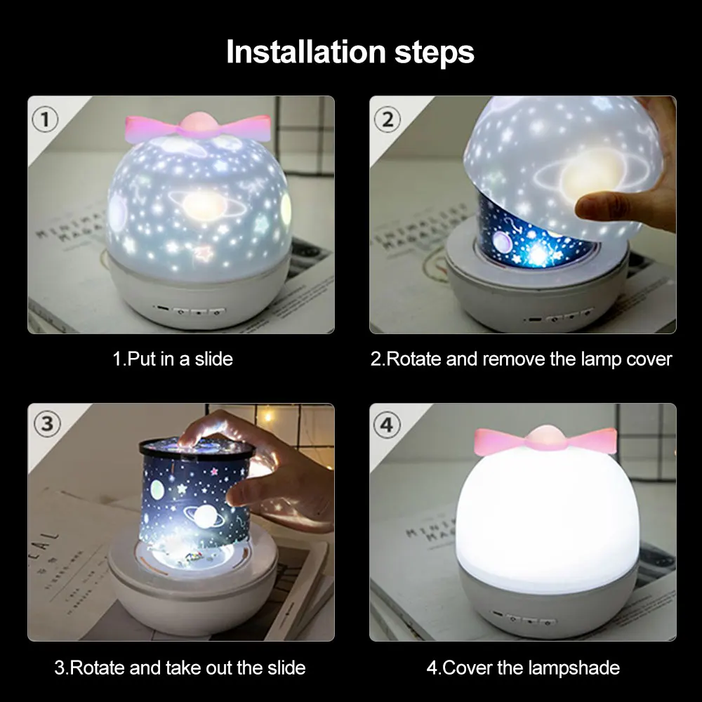

Music Projector Night Light With BT Speaker Starry Sky Rotate LED Lamp Colorful Flashing Star Kids Baby Chirtmas Valentine'sGift