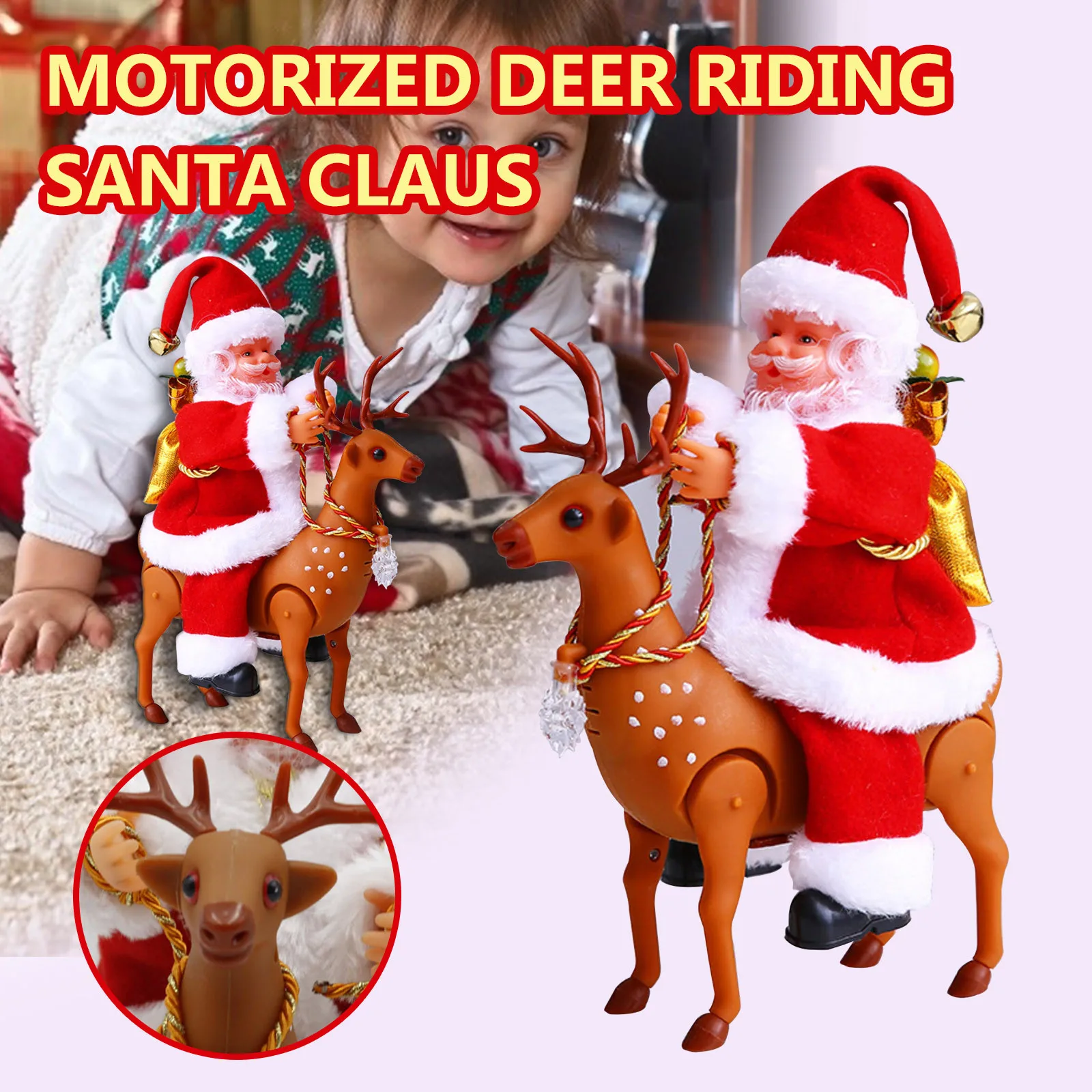 

Тележка с оленем, детская игрушка, Электрический олень, Санта-Клаус, рождественский подарок, орнамент