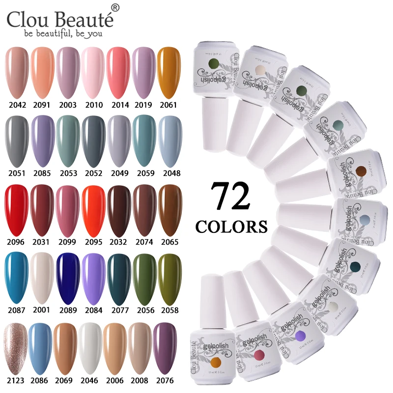 

Clou Beaute Nail Art Gel Nail Polish Manicure Lakiery Hybrydowe Vernis Semi Permanent Varnish Soak Off UV Gel Glitter Nail Glue