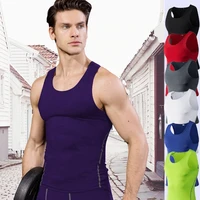 new compression tights gym tops quick dry sports fitness clothing sleeveless t shirt summer cool mens running vest