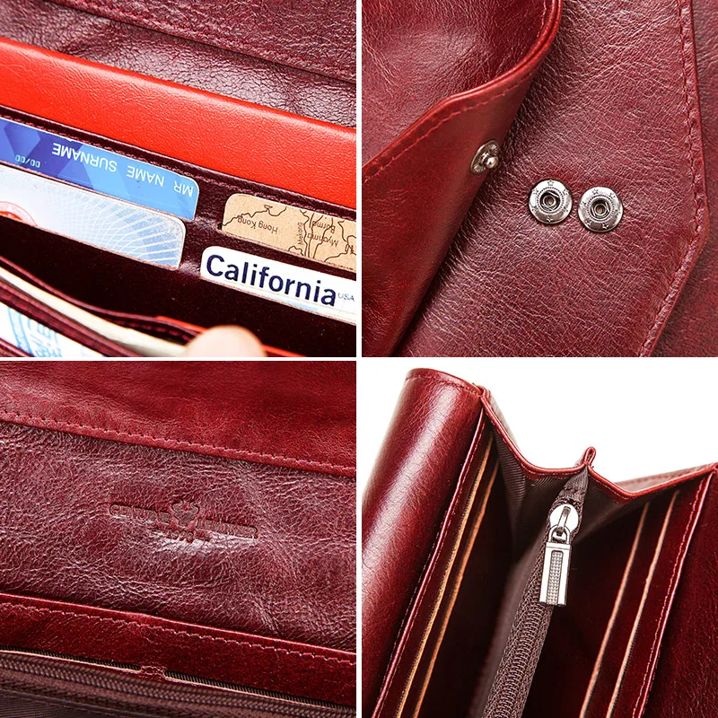 Женский кошелек KAVIS из натуральной кожи Дамское портмоне для мелочи клатч с