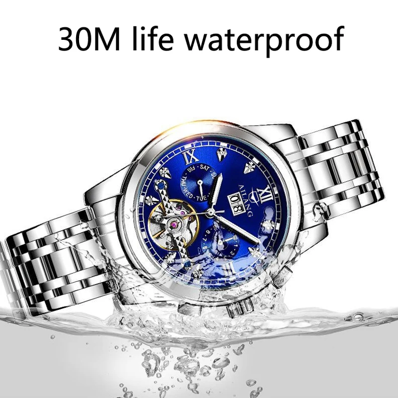 AILANG часы мужские люксовый бренд из нержавеющей стали Tourbillon несколько функций водонепроницаемые механические мужские часы