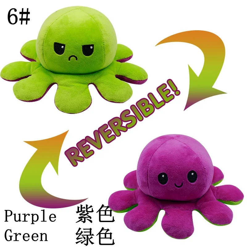 

Double-Sided Plush Toy Flip Stuffed Doll Show Different Mood Kids Birthday Christmas Gift Home Ornaments Soft Simulation Pulpos
