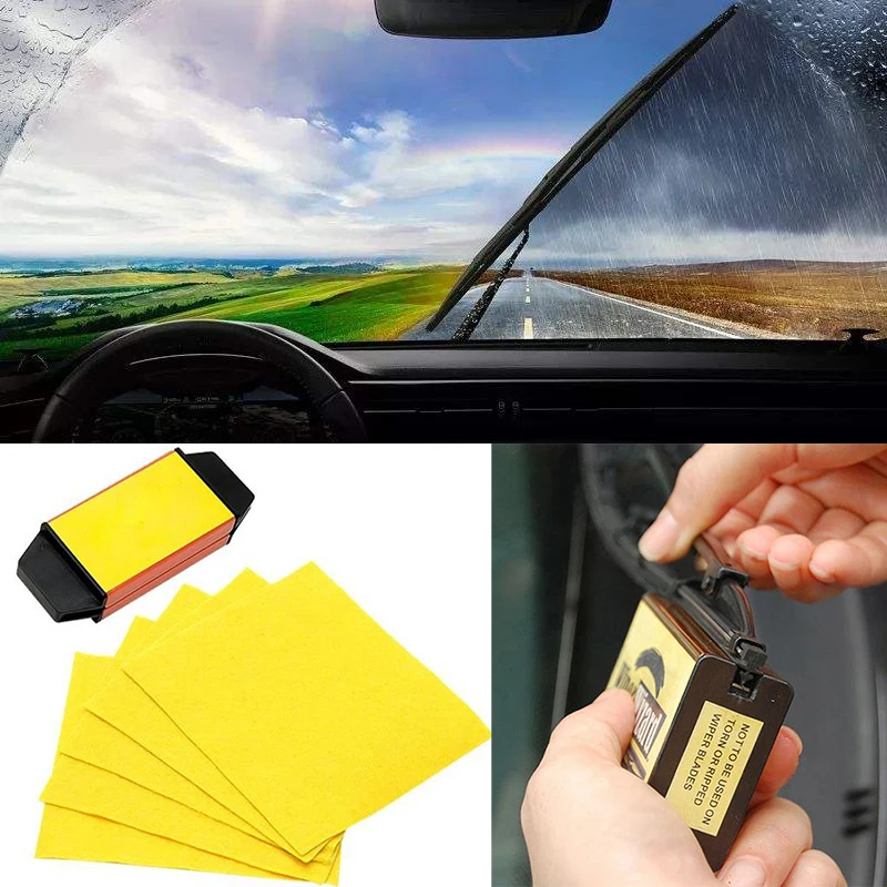 Восстановитель лезвия автомобильного стеклоочистителя Car Wiper Wizard с 5 шт. протирками, щеткой для чистки идеально подходит для очистки ветровых стекол и стайлинга автомобилей 12,5х4,8 см.