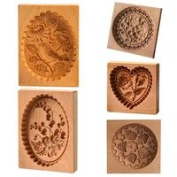 carved wooden baking cookie mold diy gingerbread mooncakes mould cookie cutter mould practical kitchen tools baking supplies