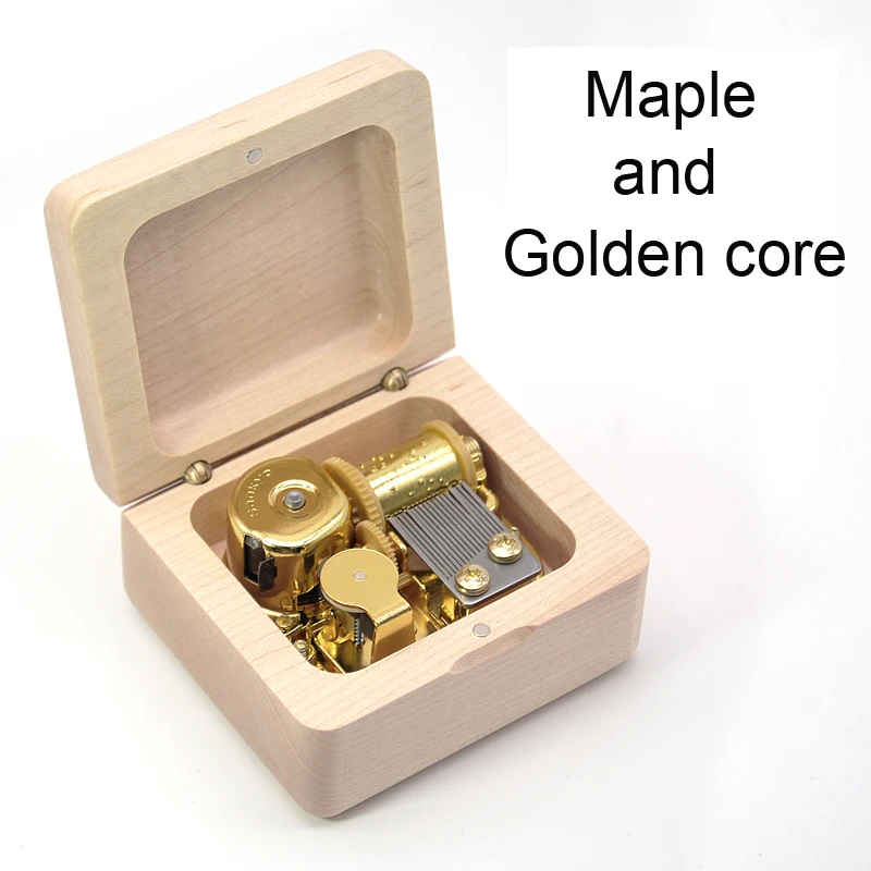 Maple Golden core DIY резная деревянная музыкальная шкатулка как творческий(день рождения) подарок для детей или девочек/мальчиков друг рождественские подарки с фабрики - Цвет: Maple Golden core
