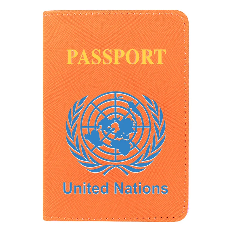 

2021New Fashion United Nations Logo Printing Women Men Passport Cover Pu Leather Travel ID Credit Card Holder Pocket Wallet Bags