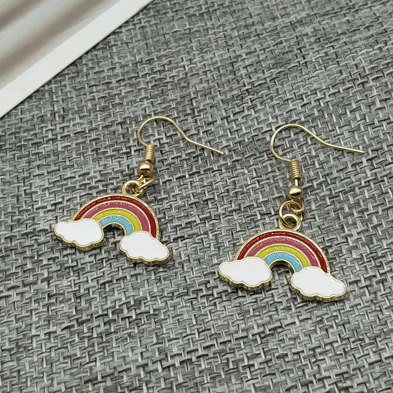 Новинка Модные Цветные Висячие серьги для девочек дизайн радужного облака