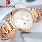 Часы NAVIFORCE женские, розовое золото, браслет из нержавеющей стали, классические, 5008