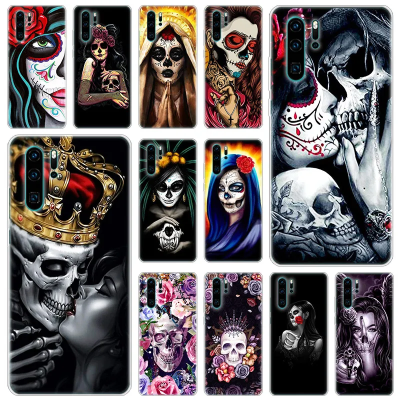 hot skull and catrinas silicone phone case for huawei p50 p40 pro p30 lite p20 pro p8 lite 2017 p smart z 2020 2021 soft cover free global shipping