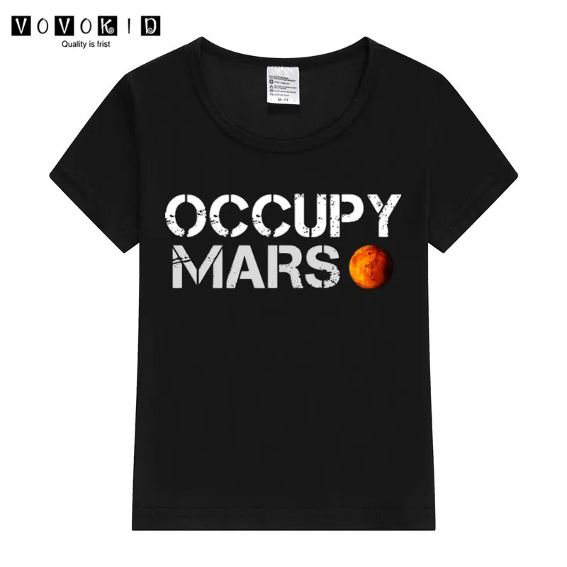 Футболка с принтом «Mars Spacex» для маленьких девочек и мальчиков летняя футболка для малышей, черный, серый, розовый цвет рубашка на День Благодарения