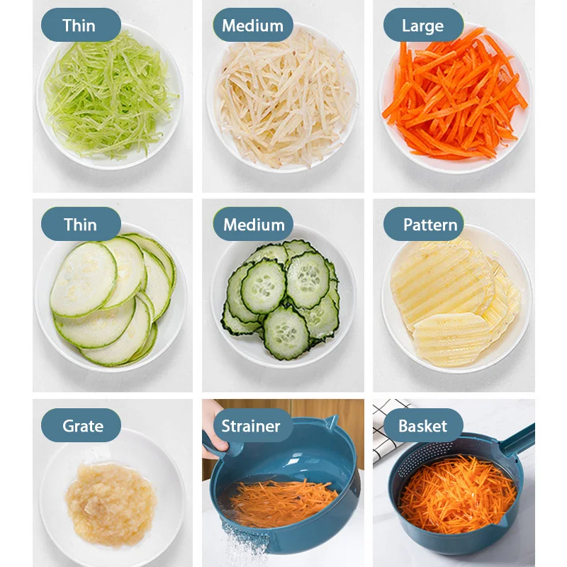 

Multifunctional Green Chopper Potatoes Shredder Slicer Carrot Rasp Kitchen Made Vegetable Cutter with Removal Man