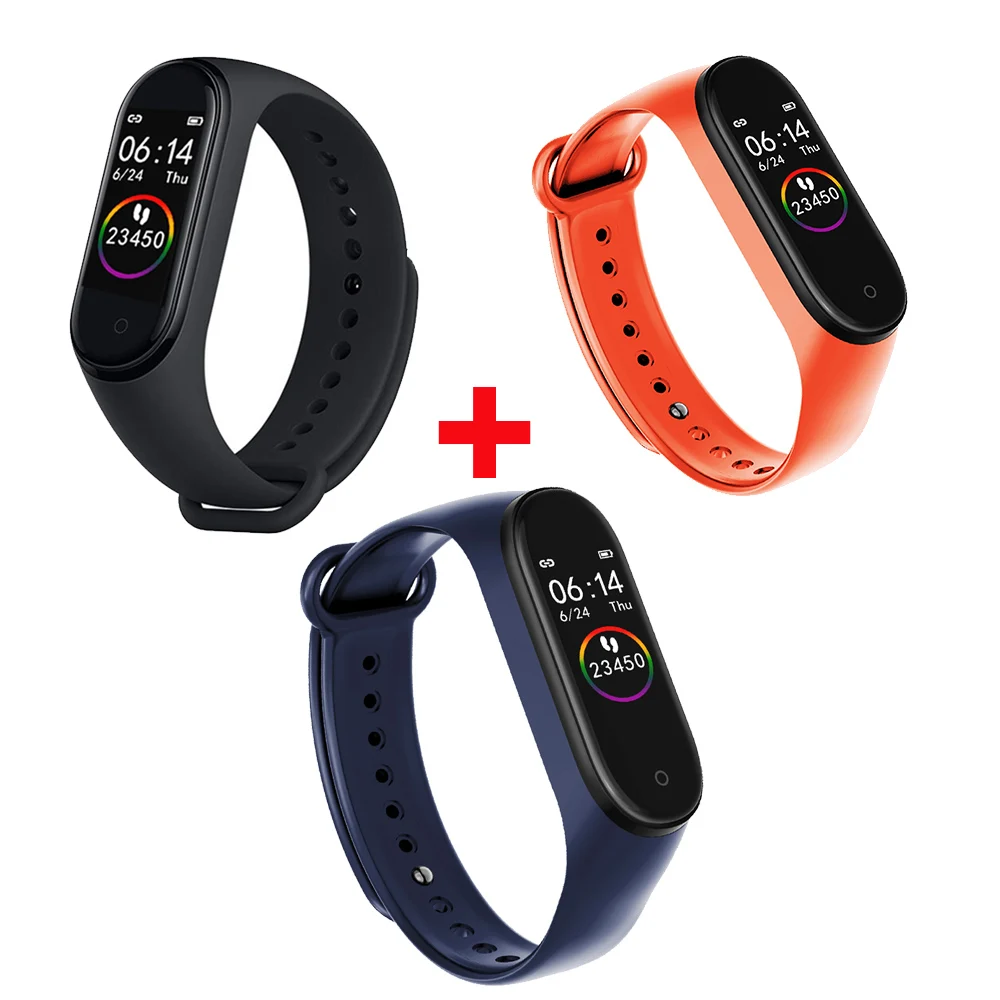 3 pieces 3 colors Фитнес-браслет Fentorn M 4, монитор сердечного ритма, кровяного давления, Bluetooth, смарт-браслет, часы для Xiao Mi Band, Android, IOS, телефон - Цвет: 3 pieces 3 colors