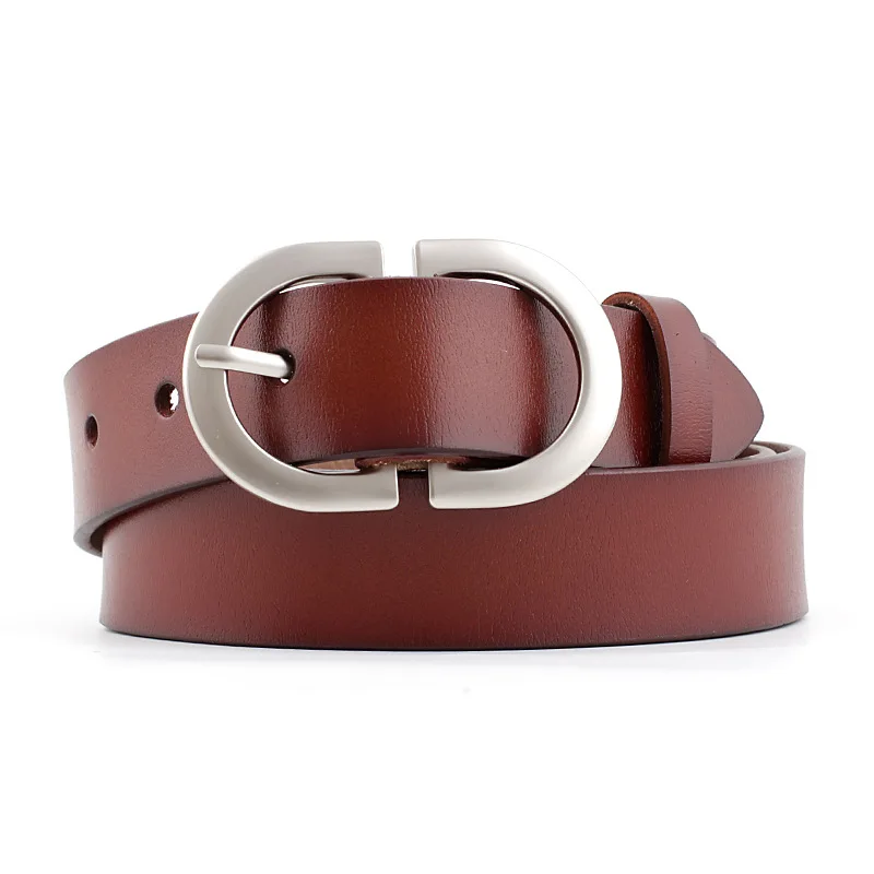 

2020 New Desinger Women's Wide Black Red Brown Genuine Leather Belt Male Female Silver Buckle Belts for Women Men Jeans Trousers