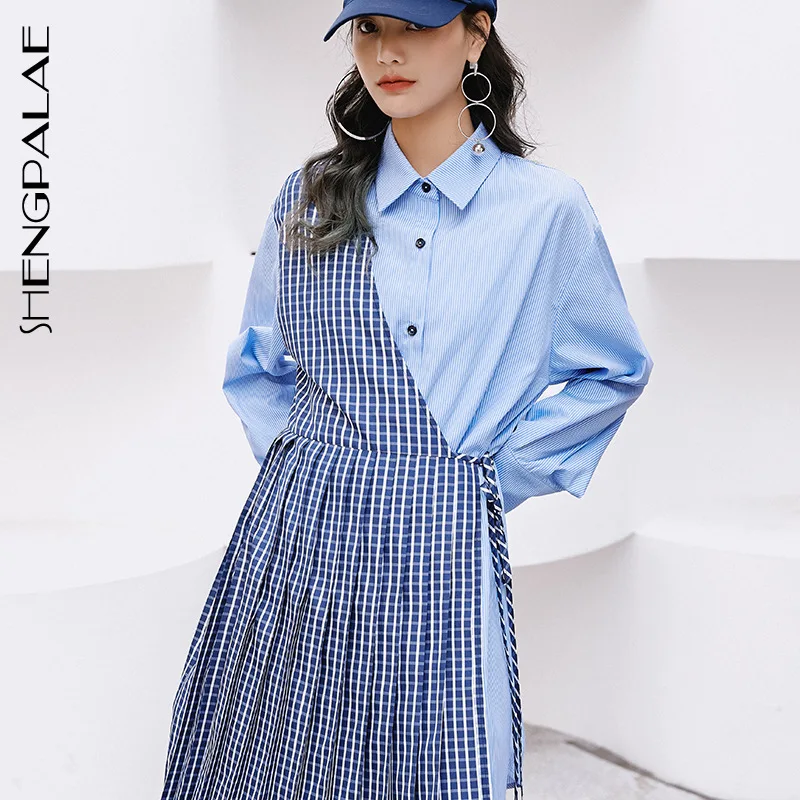 SHENGPALAE 2020 новая мода весеннее женское винтажное свободное приталенное элегантное