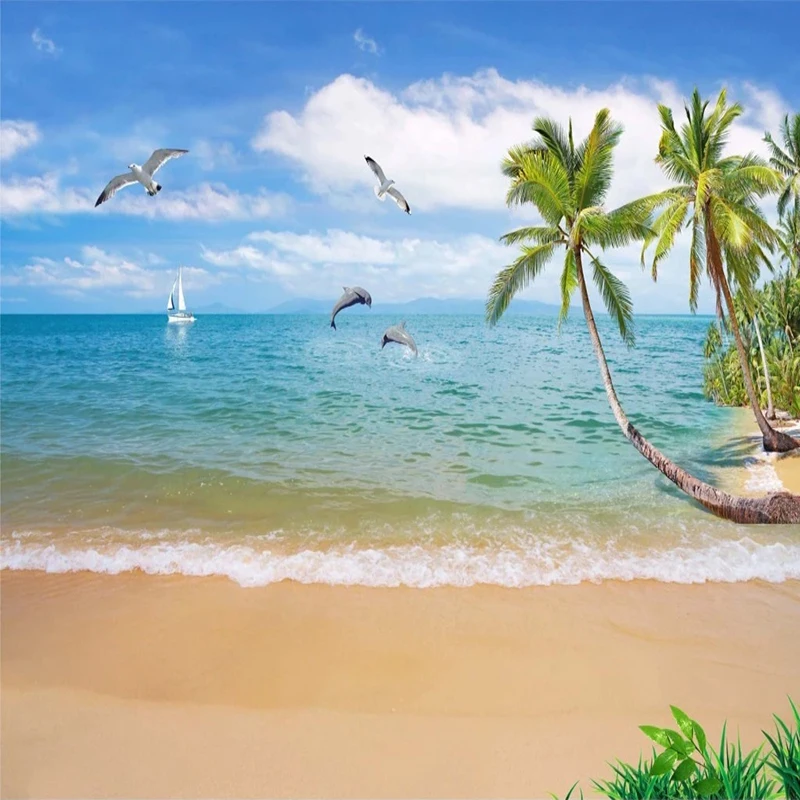 Custom 3D Wallpaper Summer Seascape Sandy Beach Poster Wall Painting Living Room Bedroom Photo Paper Papier Peint Mural | Обустройство