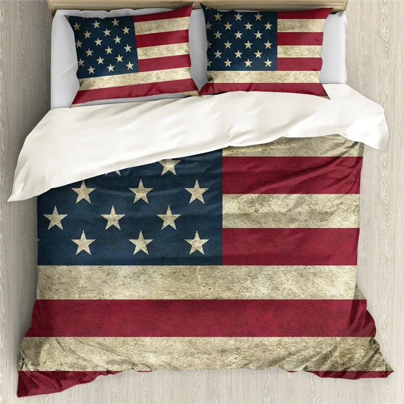 Upetstory American Flag Bedding Set 3pcs Bed Sets Home Textile Duvet Cover and Pillowcase Modern Style Bedclothes King Size | Дом и сад