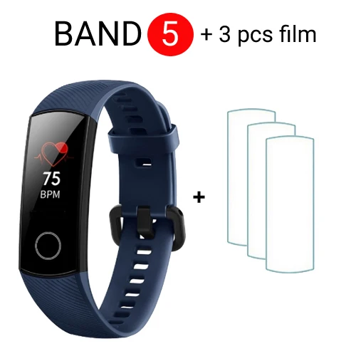 B5 Blue add film Huawei Honor Band 4 Band 5 Смарт-часы 50 м Водонепроницаемый фитнес-трекер AMOLED сенсорный экран для сердечного ритма монитор сообщение шоу - Цвет: B5 Blue add film
