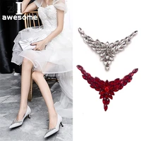 shining beautiful crystal flower bridal wedding party shoes accessories for high heels shoes manual rhinestone shoe decorations
