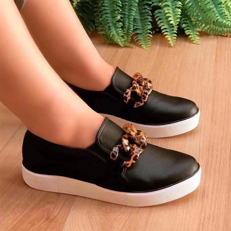 

White Black Women's Shoes 2021 New Flat Casual Shoes Ladies Loafer Walking Leisure Footwear Female Running Sneakers