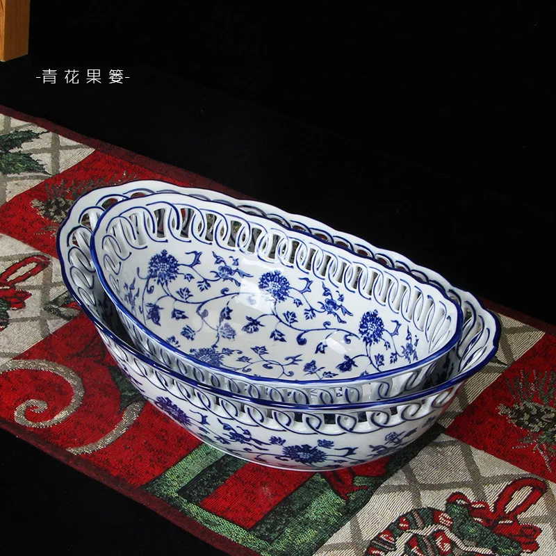 Голубая и белая фотография для гостиной креативная Бытовая корзина фруктов