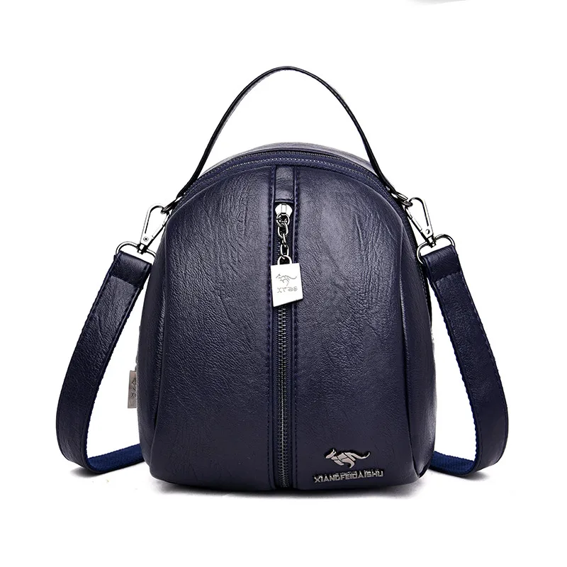 Blue Мини-рюкзак из мягкой кожи, сумки на плечо для женщин, Многофункциональный маленький рюкзак, женский элегантный дизайн, школьные рюкзаки для девочек-подростков - Цвет: Blue