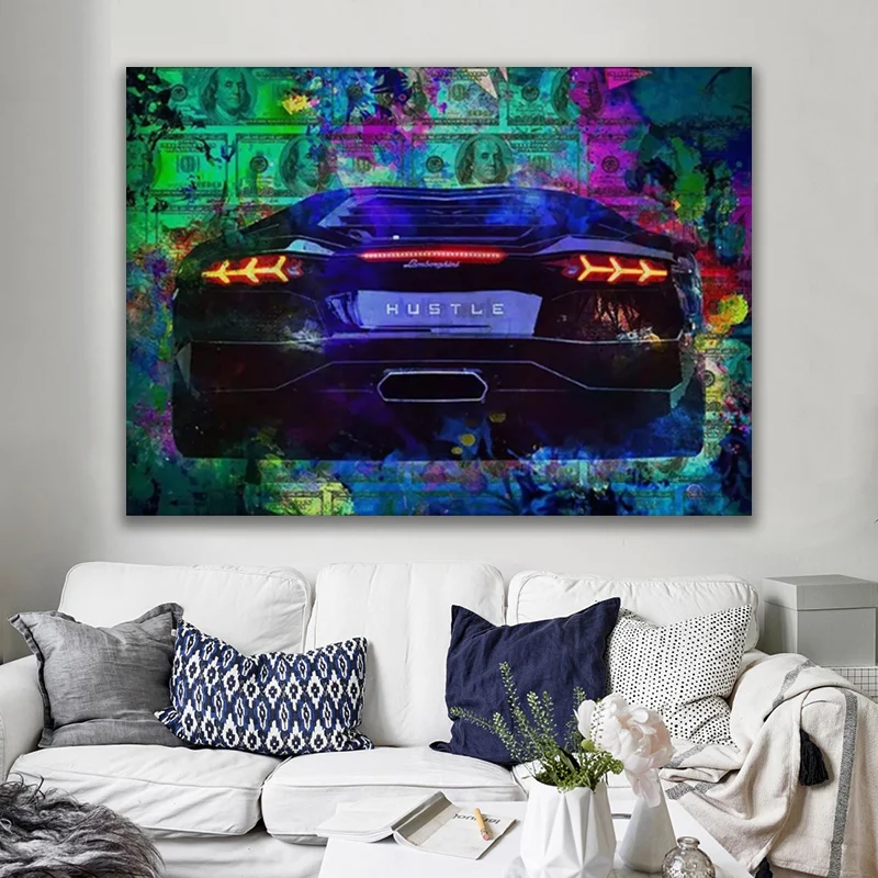 

Canvas Poster Painting Blue Red Black Car Wall Art Prints Modular Picture Fog Cool Gift Home Decoration For Living Room No Frame