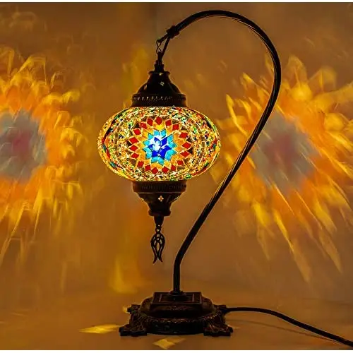 Турецкая лампа LaModaHome с лебединой шеей Марокканская мозаика настольная в стиле