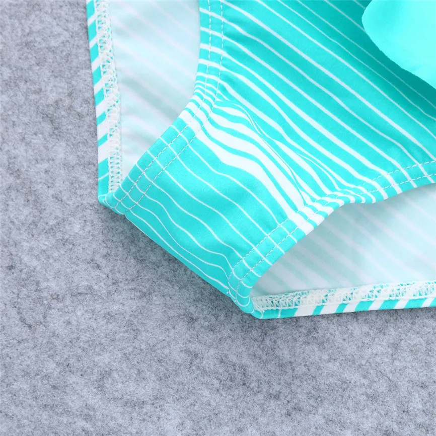 Цельный купальник Милый детский летний в полоску с оборками для девочек Удобные