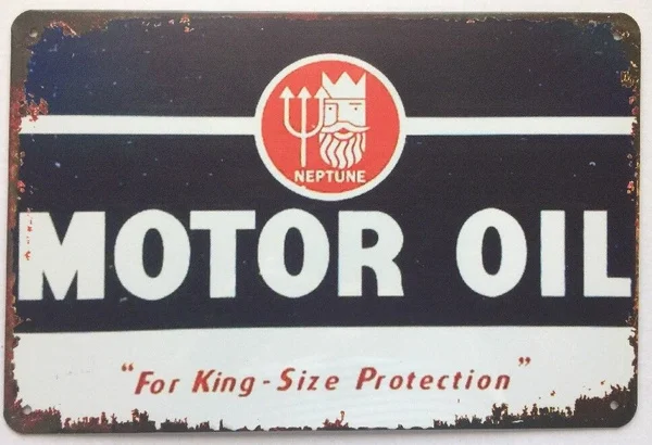 

Neptune Motor Oil Garage Rustic Look Vintage Tin Signs Man Cave, Shed & Bar Sign