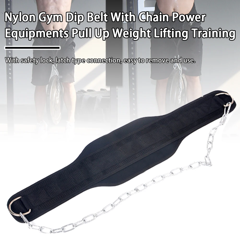 

Equipments With Chain Gym Pull Up Weight Lifting Dip Belt Exercise Training Power Waist Strength Nylon Fitness Support