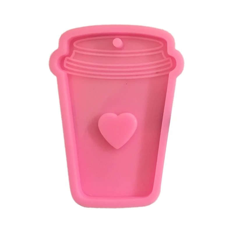 

Shiny Glossy Love Coffee Cup Keychain Epoxy Resin Mold Jewellery Necklace Pendant Silicone Mould DIY Craft Casting Tool DropShip