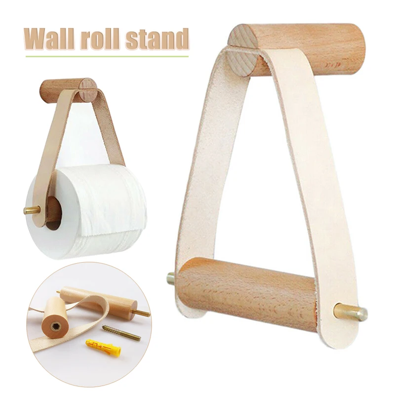 

High Quality Wooden Toilet Paper Holder Bathroom Storage Wall Mount Roll Paper Holder Towel Dispenser Toilet Tissue Rack
