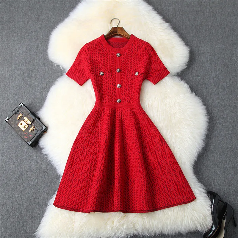 Осенне зимнее элегантное красное рождественское платье для женщин 2019 винтажное